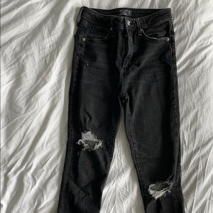 Distressed Gray Denim High Rise Skinny Jeans